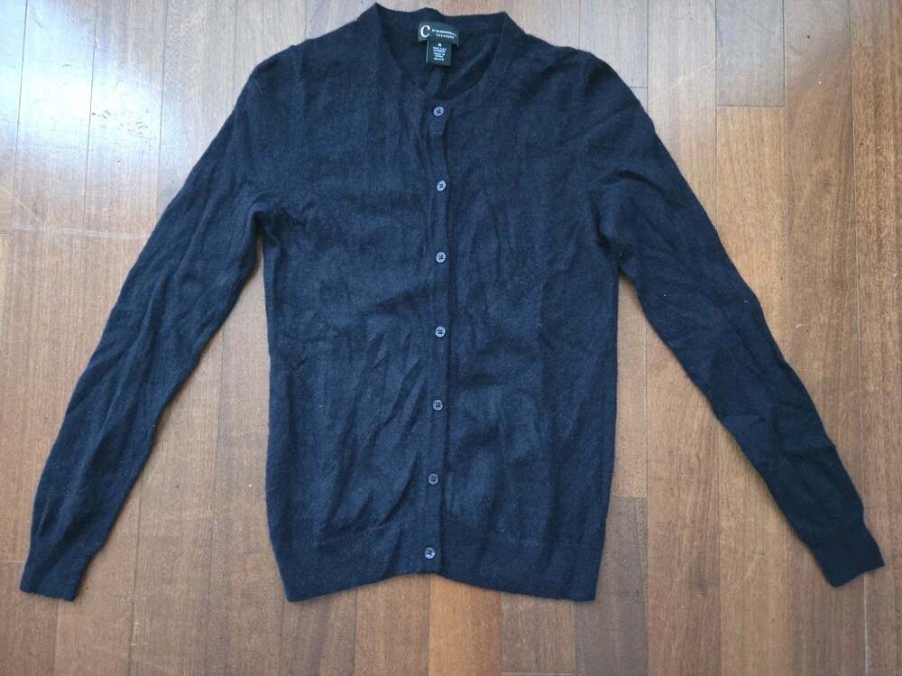 C by Bloomingdale's 2-Ply Cashmere Cardigan Sweater Womens M Button Front Blue